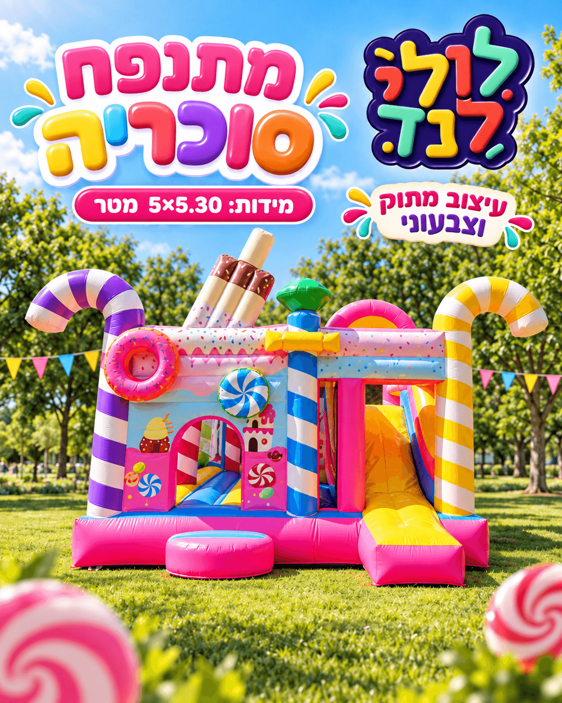 מתנפח סוכריה מיוחד — מתקן להשכרה מלולילנד